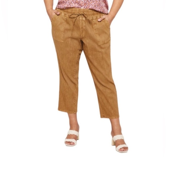 Kut‎ from the Kloth Linen Blend Pants NEW 2X Smocked Drawstring Cord Pork Chop - Picture 1 of 16